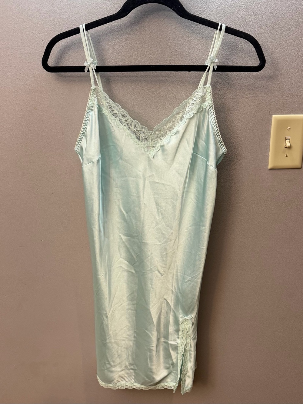 Victoria’s secret satin slip mini dress with lace trim